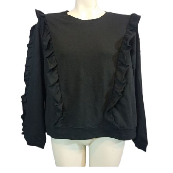 1.State Black Ruffled Top Size Medium - Picture 1 of 6